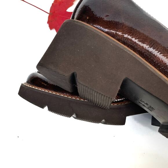 Naturalizer Cabaret Burgundy Patent Loafers | Block Heel Lug Sole Preppy Staple - Picture 13 of 16